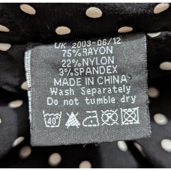 Hell Bunny sz XL Vixen Pin Up Retro Dress bodycon black & polka dots 1365 - Picture 7 of 7